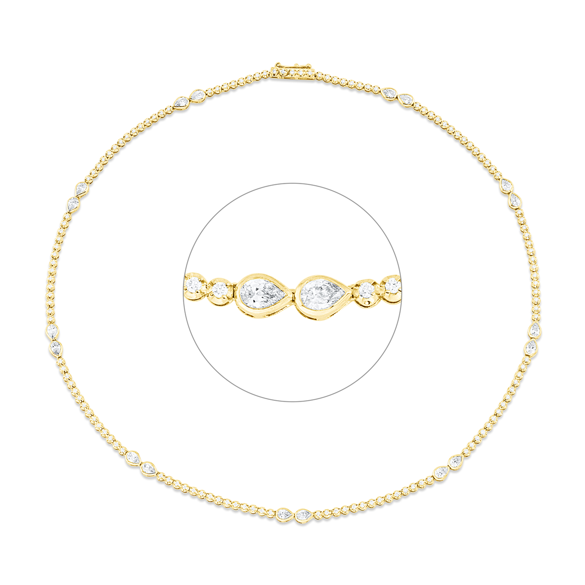diamond full cut  multi-stone necklace in yellow gold / white gold