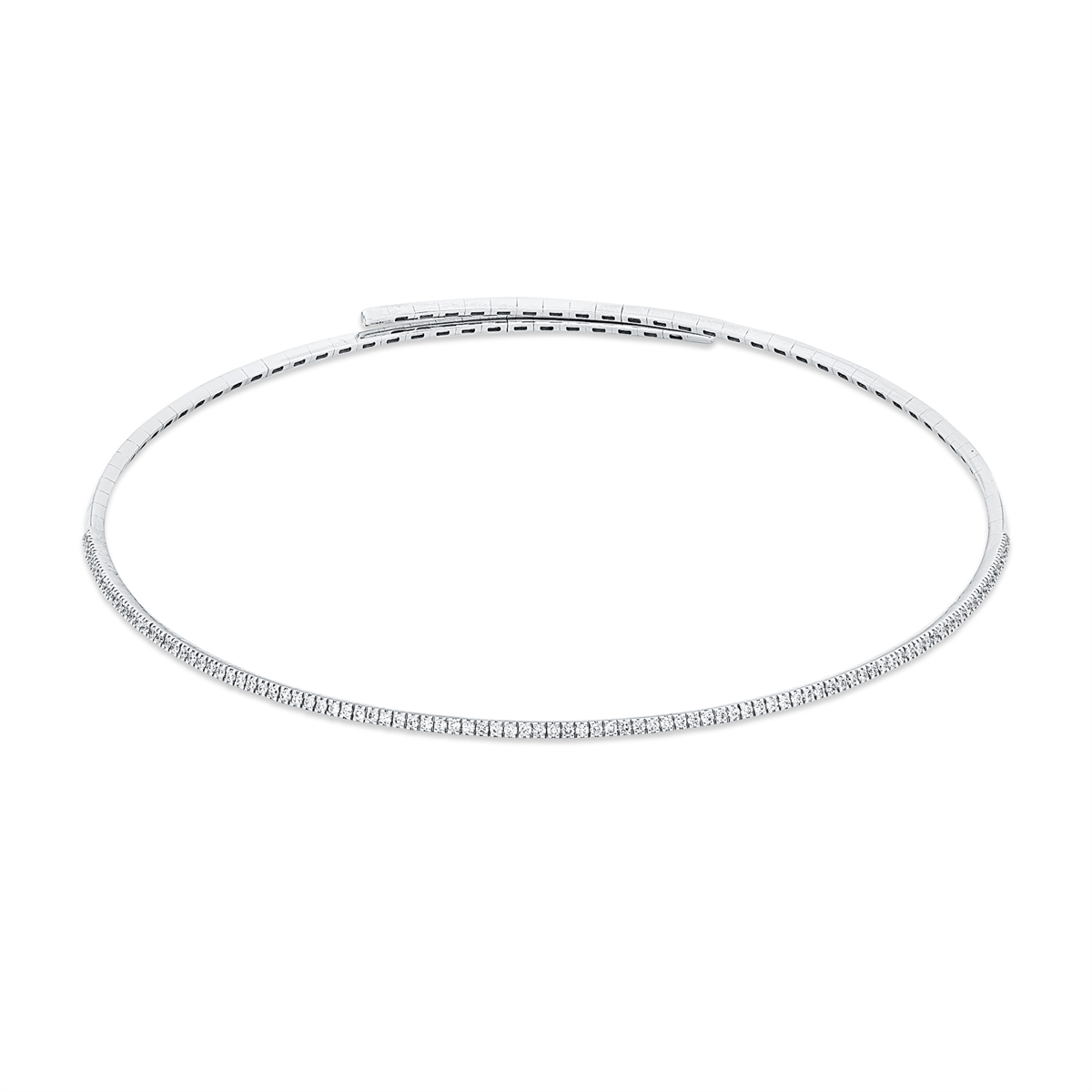 diamond full cut  modern woman necklace in white gold