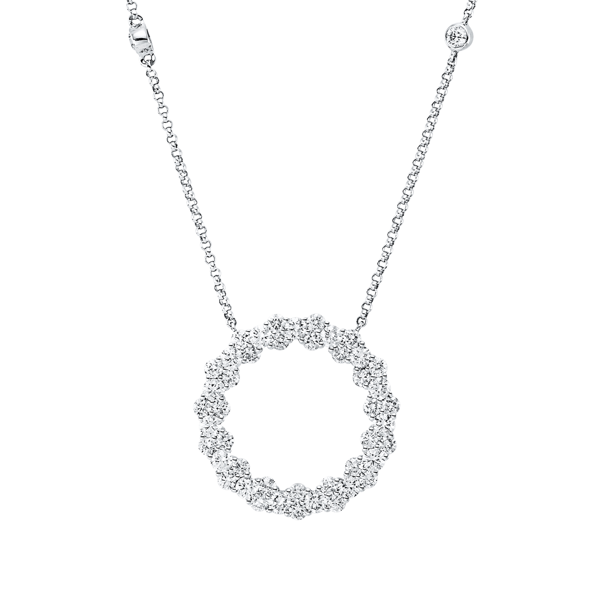 diamond full cut  modern woman necklace in white gold