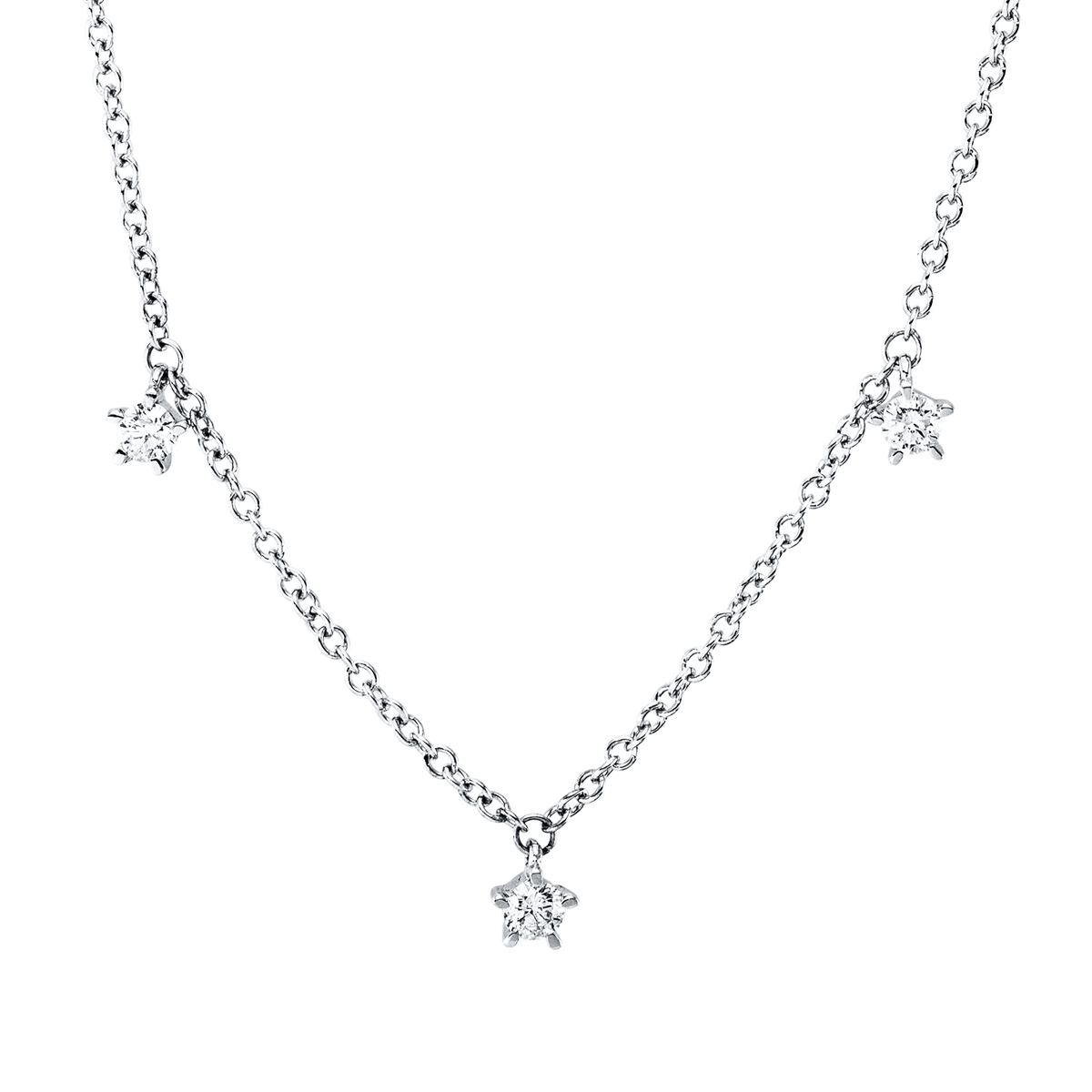 diamond full cut  modern woman necklace in white gold