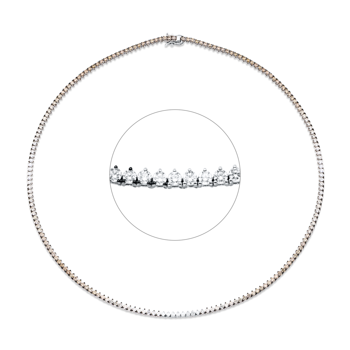 diamond full cut  fancy colored diamond necklace in white gold