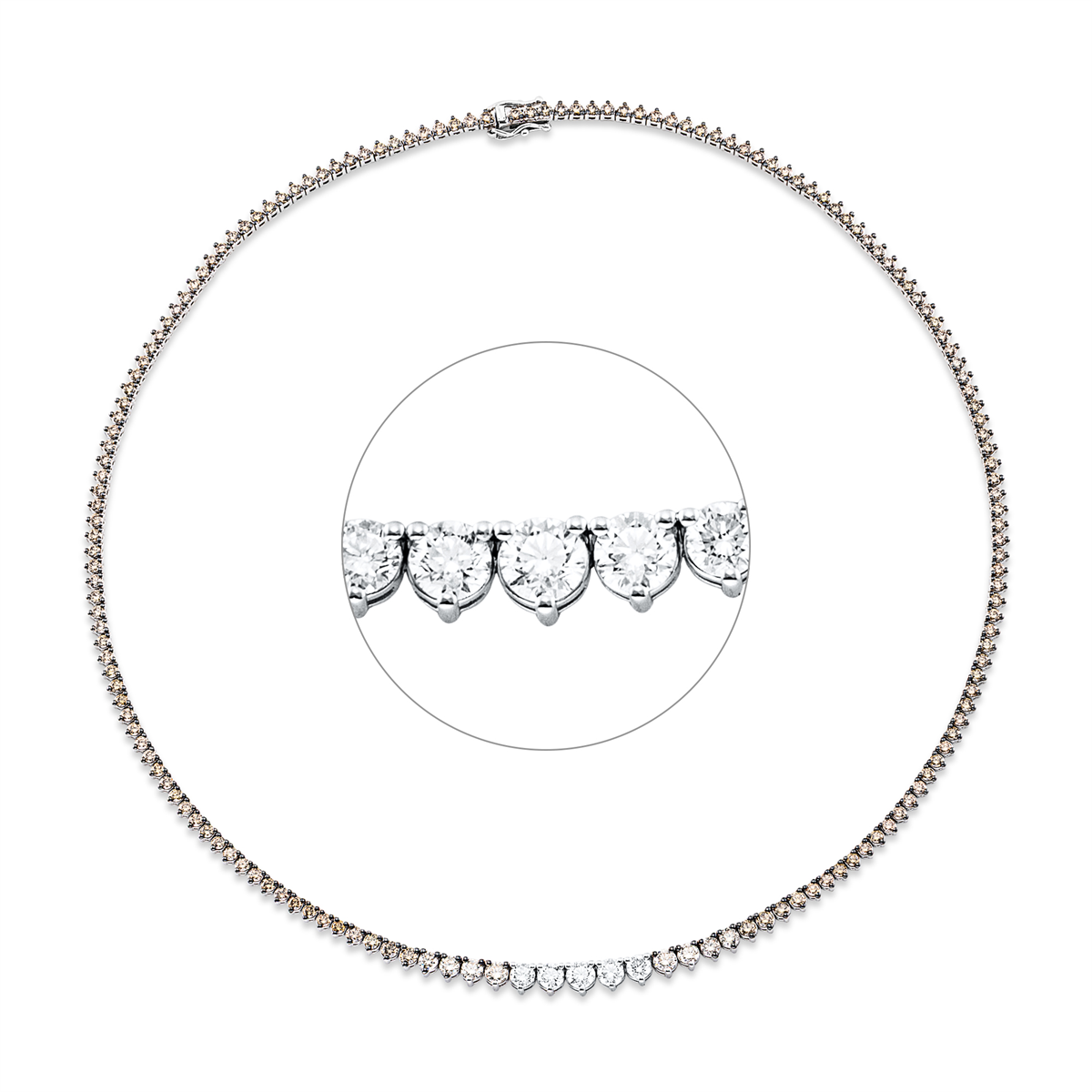 diamond full cut  fancy colored diamond necklace in white gold