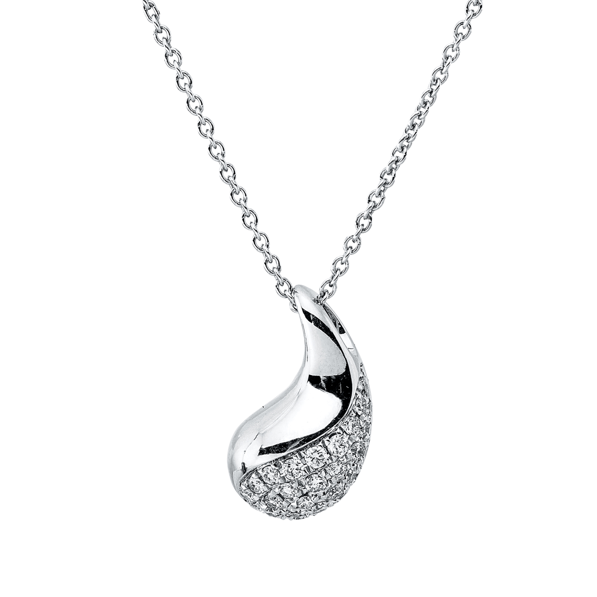 diamond full cut  pavé necklace in white gold