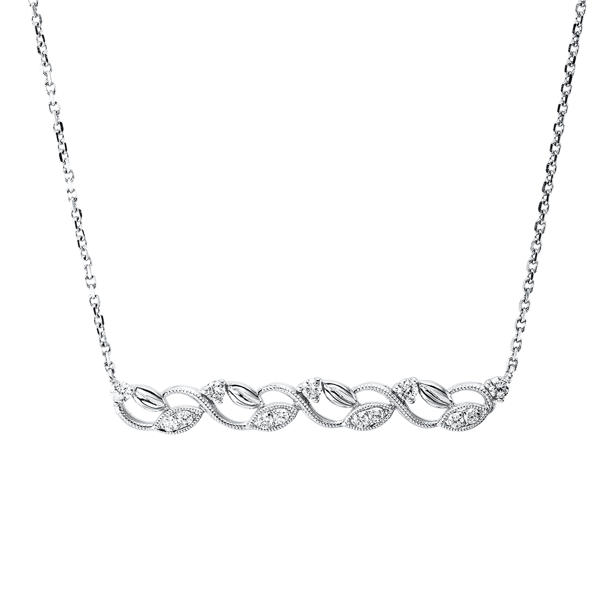 diamond full cut  modern woman necklace in white gold
