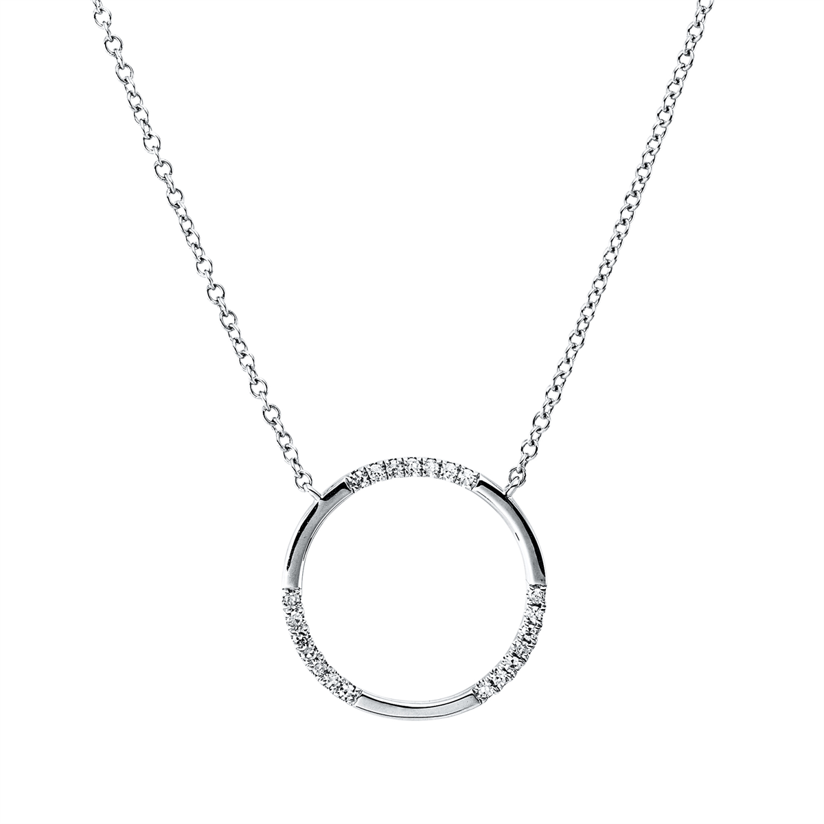 diamond full cut  modern woman necklace in white gold