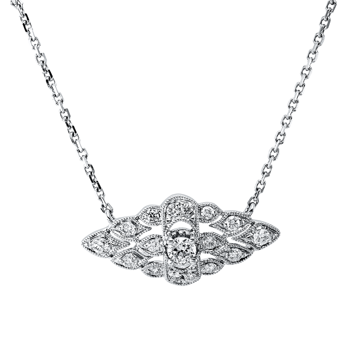 diamond full cut  modern woman necklace in white gold