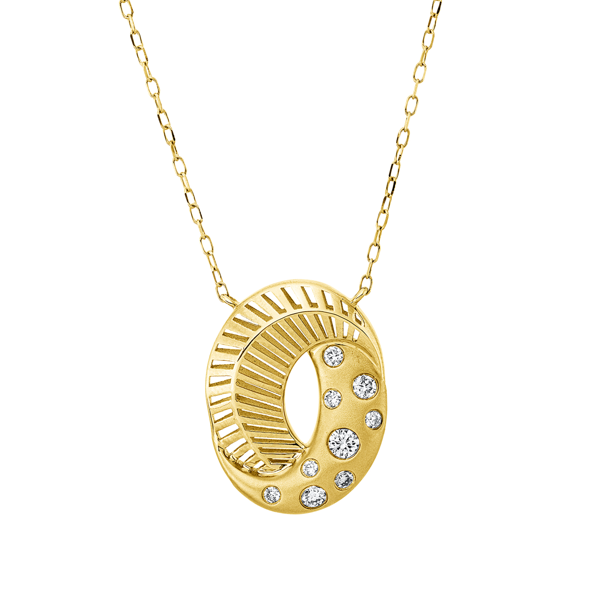 diamond full cut  modern woman necklace in yellow gold