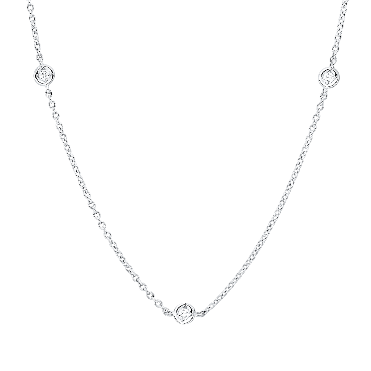 diamond full cut  modern woman necklace in white gold