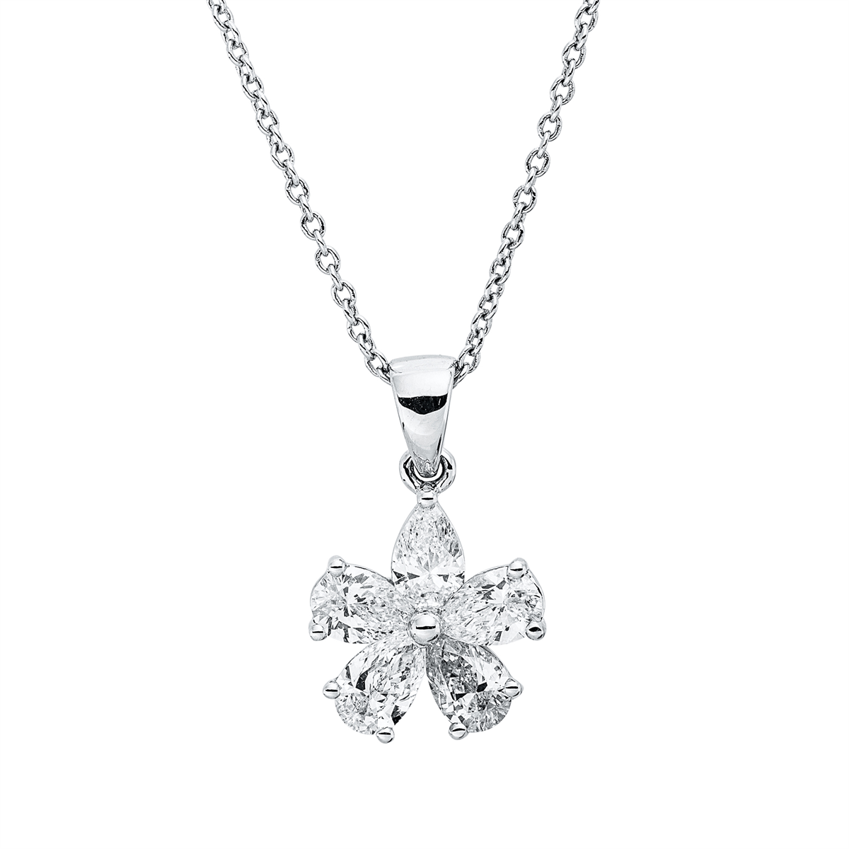 pear shape  modern woman necklace in white gold