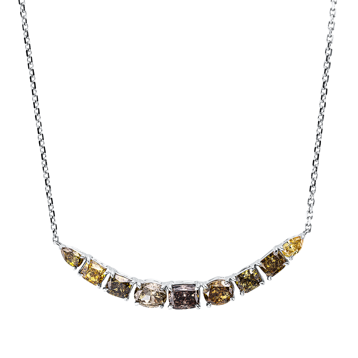 fantasy-cut  fancy colored diamond necklace in white gold