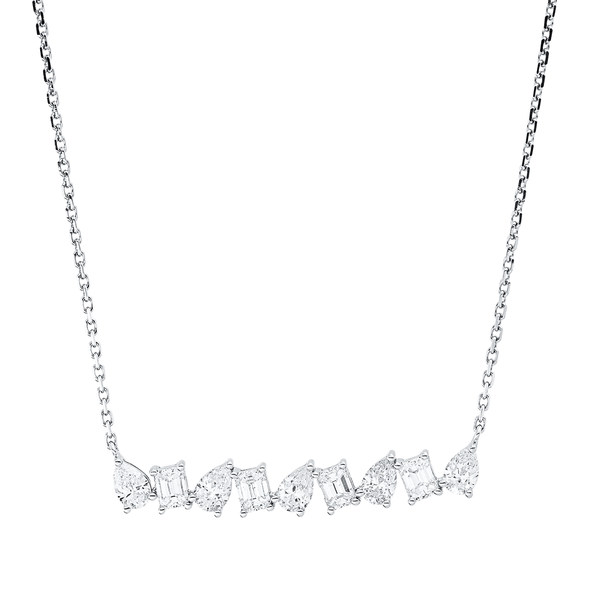 pear shape  baguette necklace in white gold