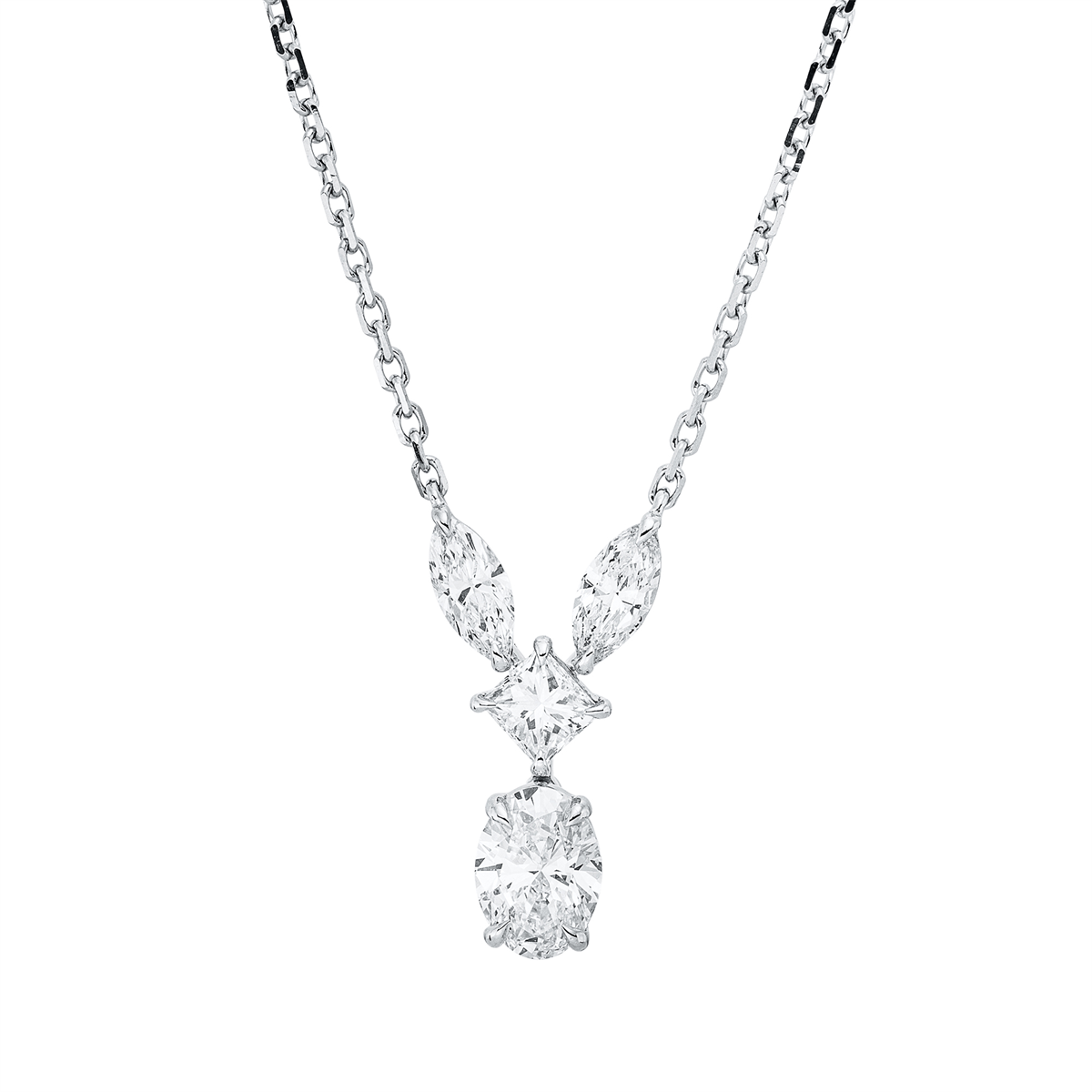 marquise  multi-stone necklace in white gold