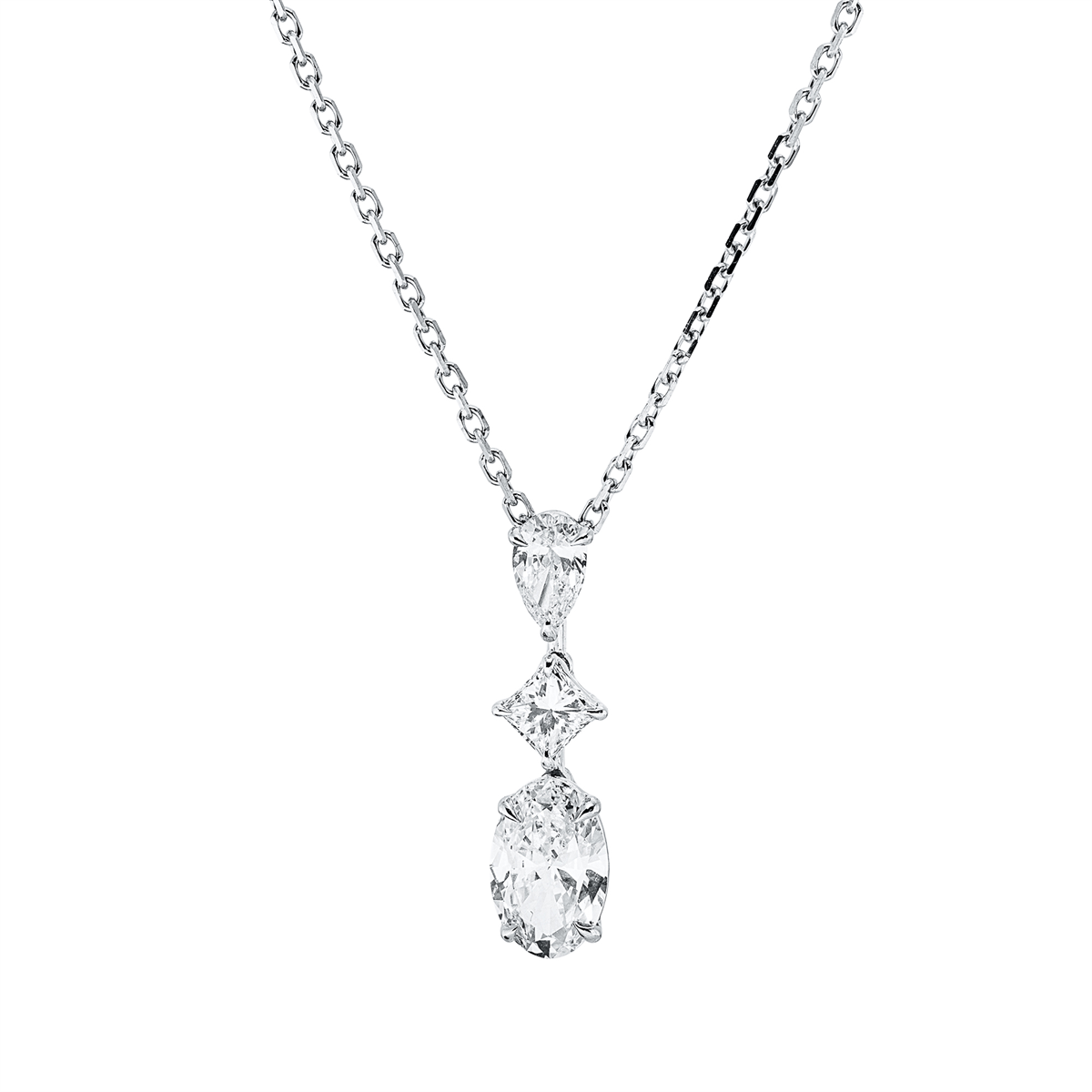 pear shape  multi-stone necklace in white gold