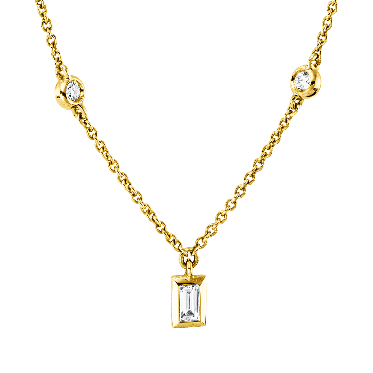 baguette  baguette necklace in yellow gold