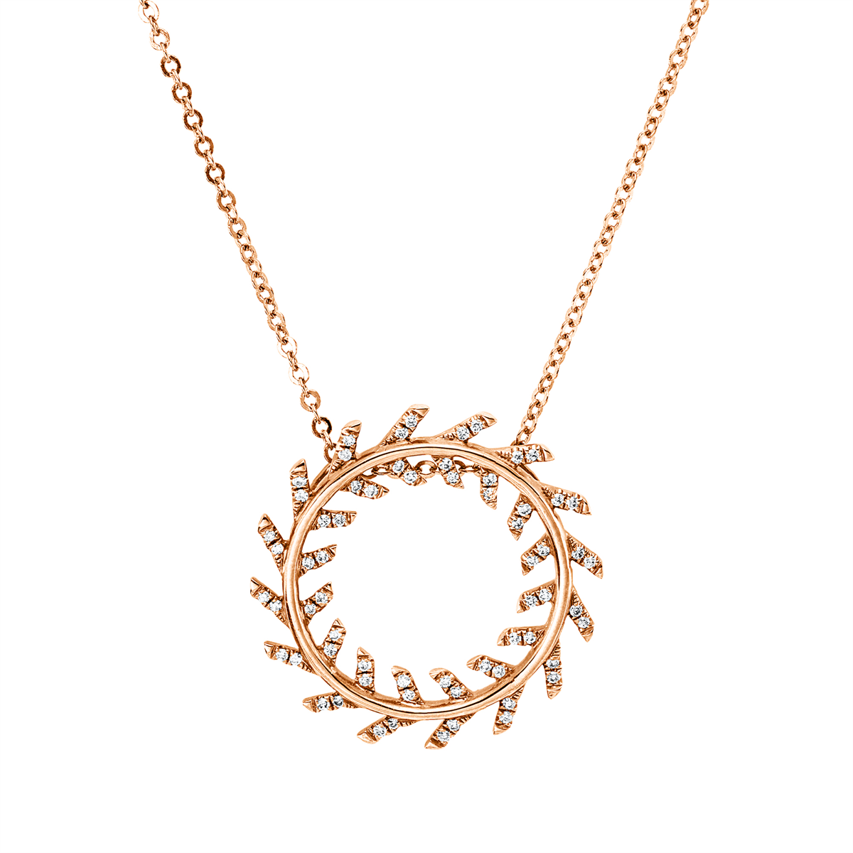 diamond full cut  modern woman necklace in red gold