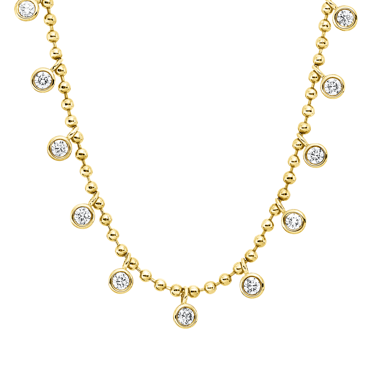 diamond full cut  modern woman necklace in yellow gold