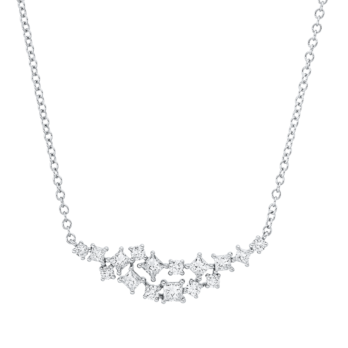 diamond full cut  modern woman necklace in white gold