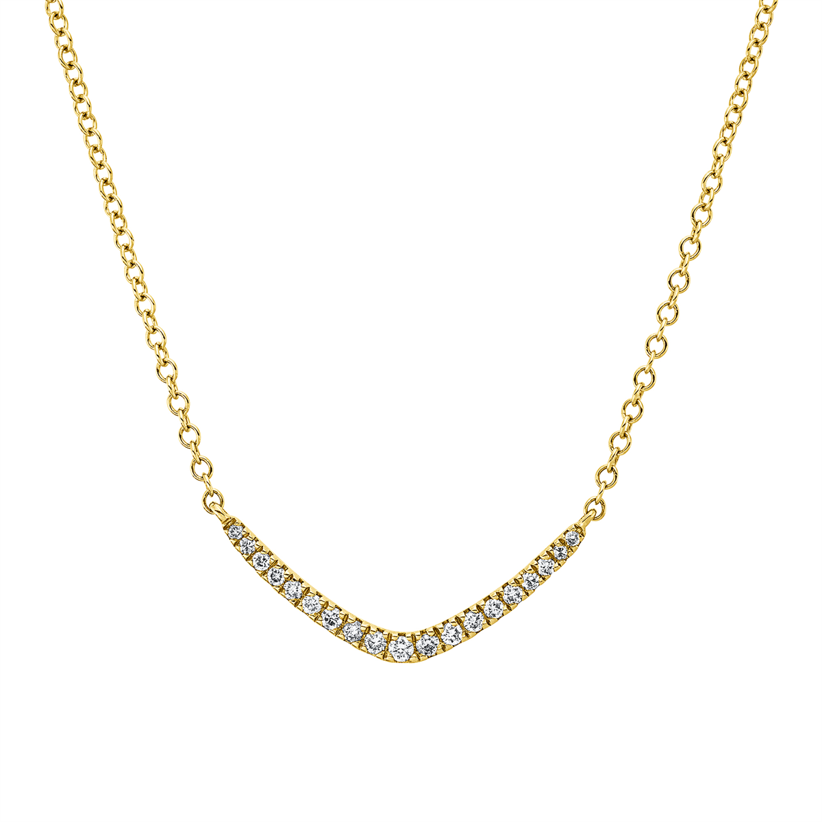 diamond full cut  modern woman necklace in yellow gold