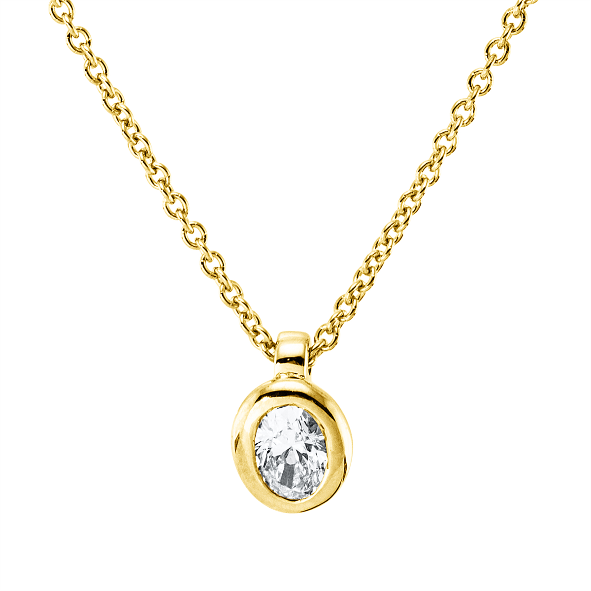 oval  solitaire necklace in yellow gold