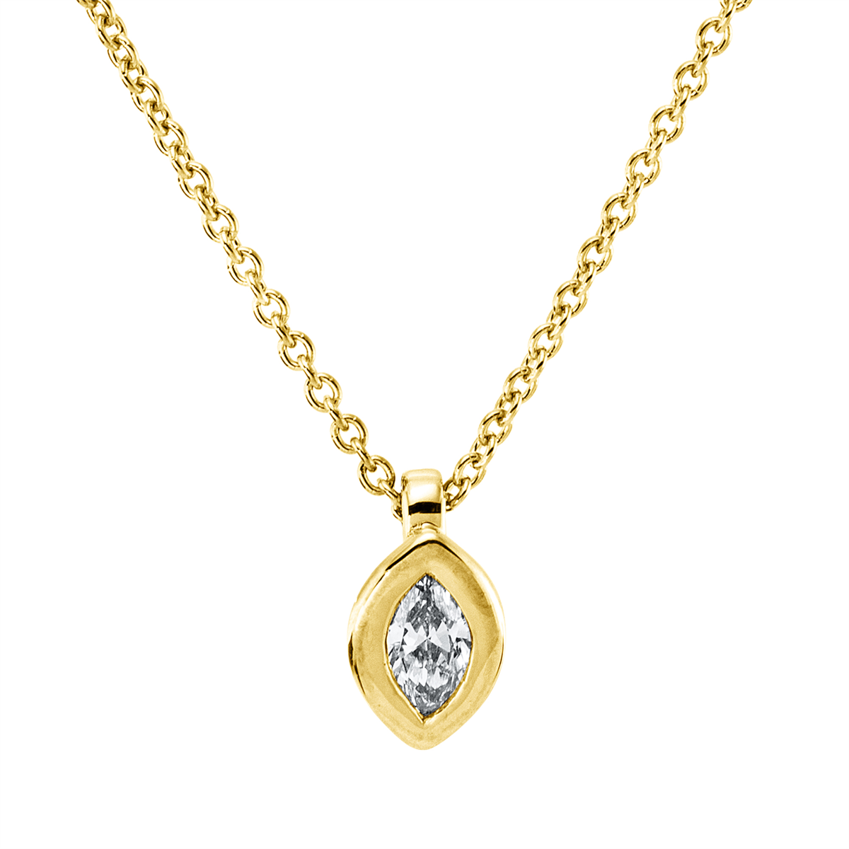 marquise  solitaire necklace in yellow gold