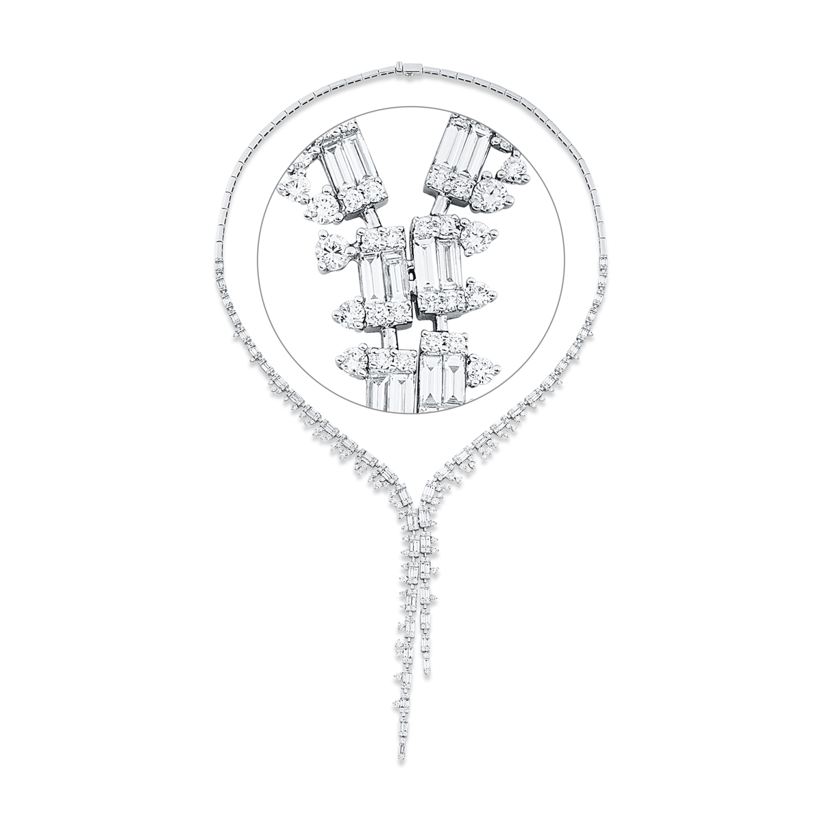 diamond full cut  exclusive necklace in white gold