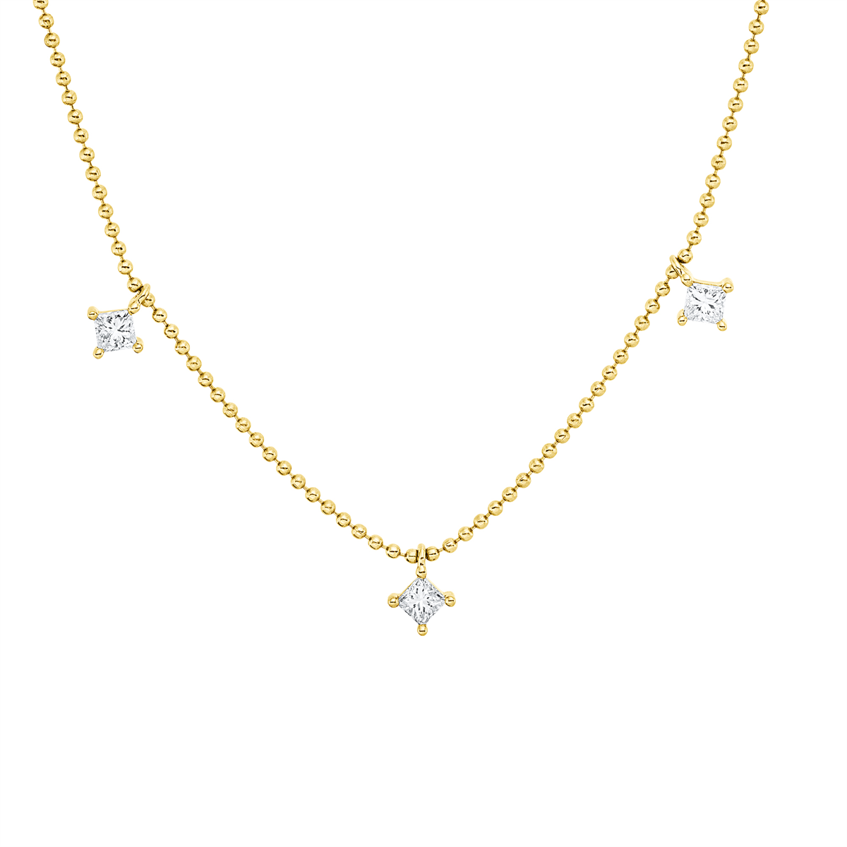 princess  baguette necklace in yellow gold