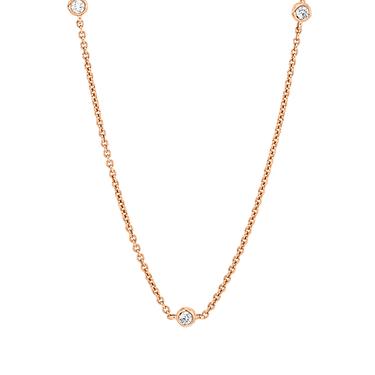 diamond full cut  modern woman necklace in red gold