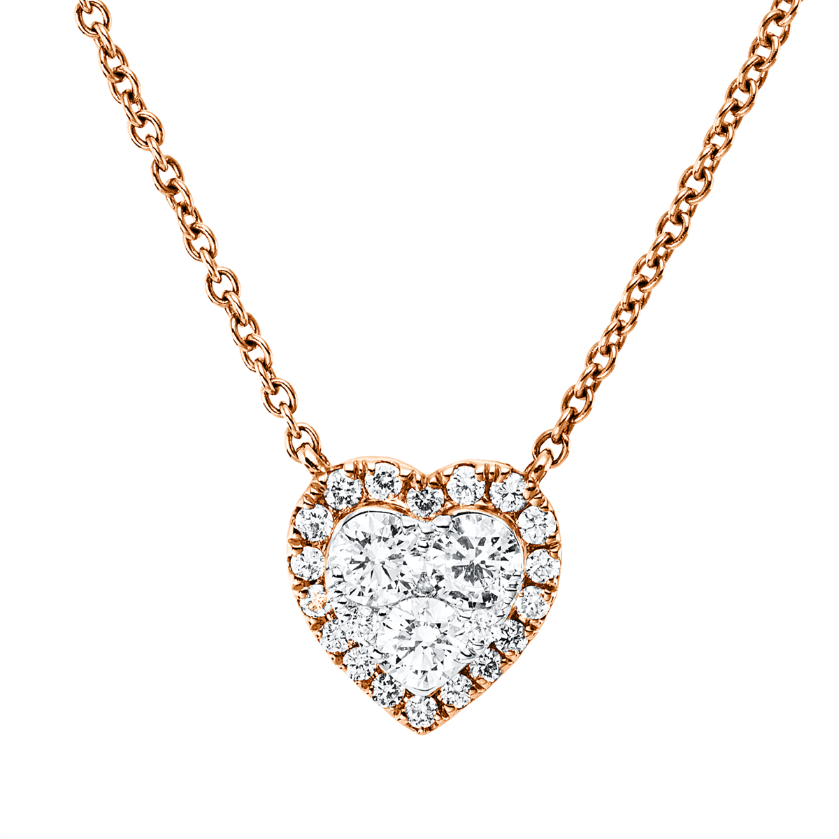 diamond full cut  illusion classic necklace in red gold / white gold