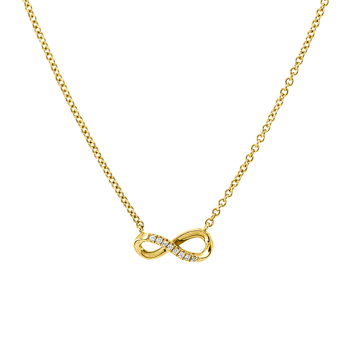 diamond full cut  modern woman necklace in yellow gold
