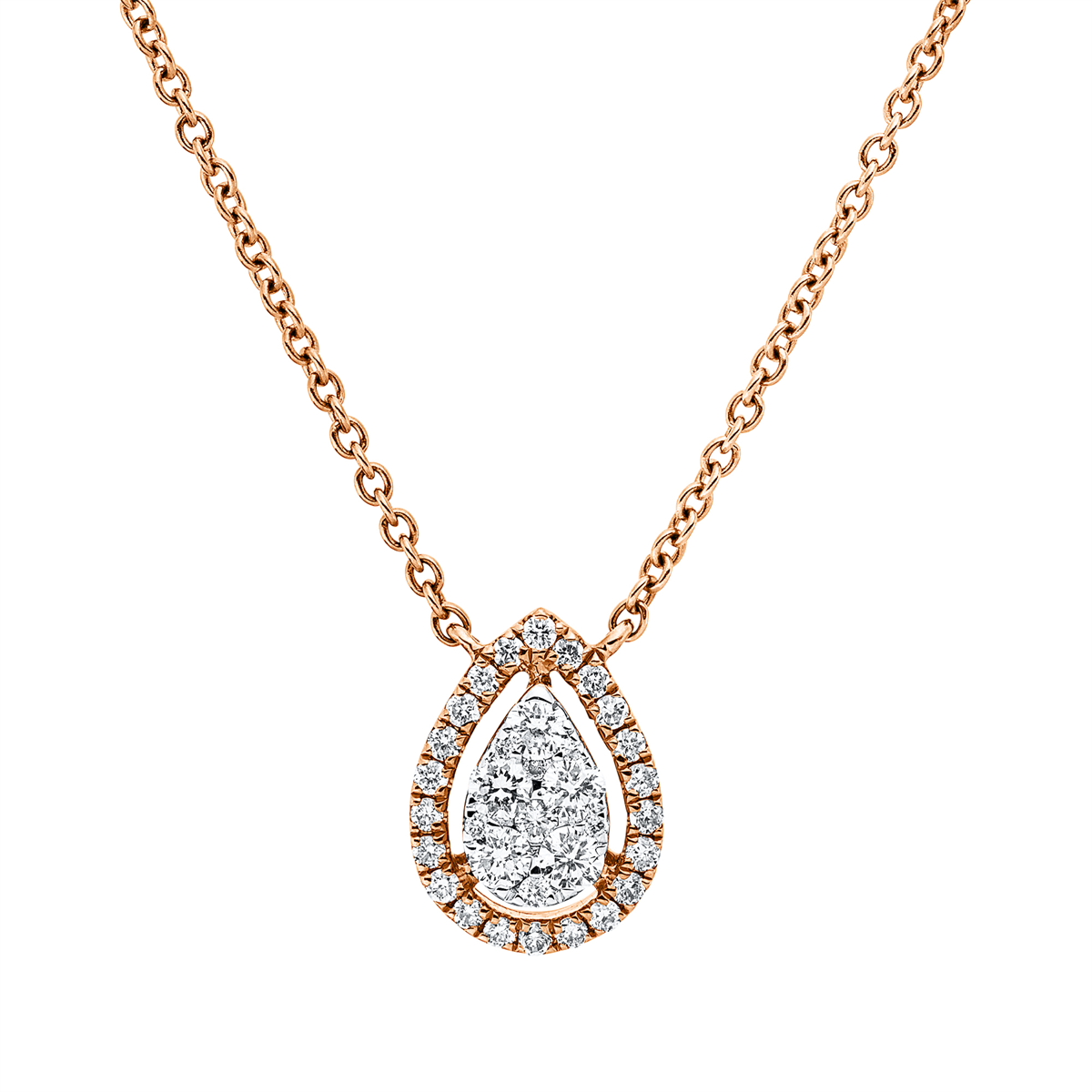 diamond full cut  illusion classic necklace in red gold / white gold