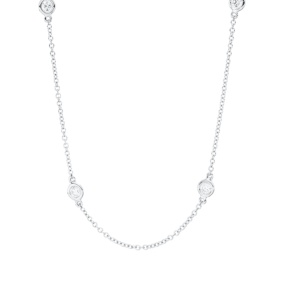 diamond full cut  modern woman necklace in white gold