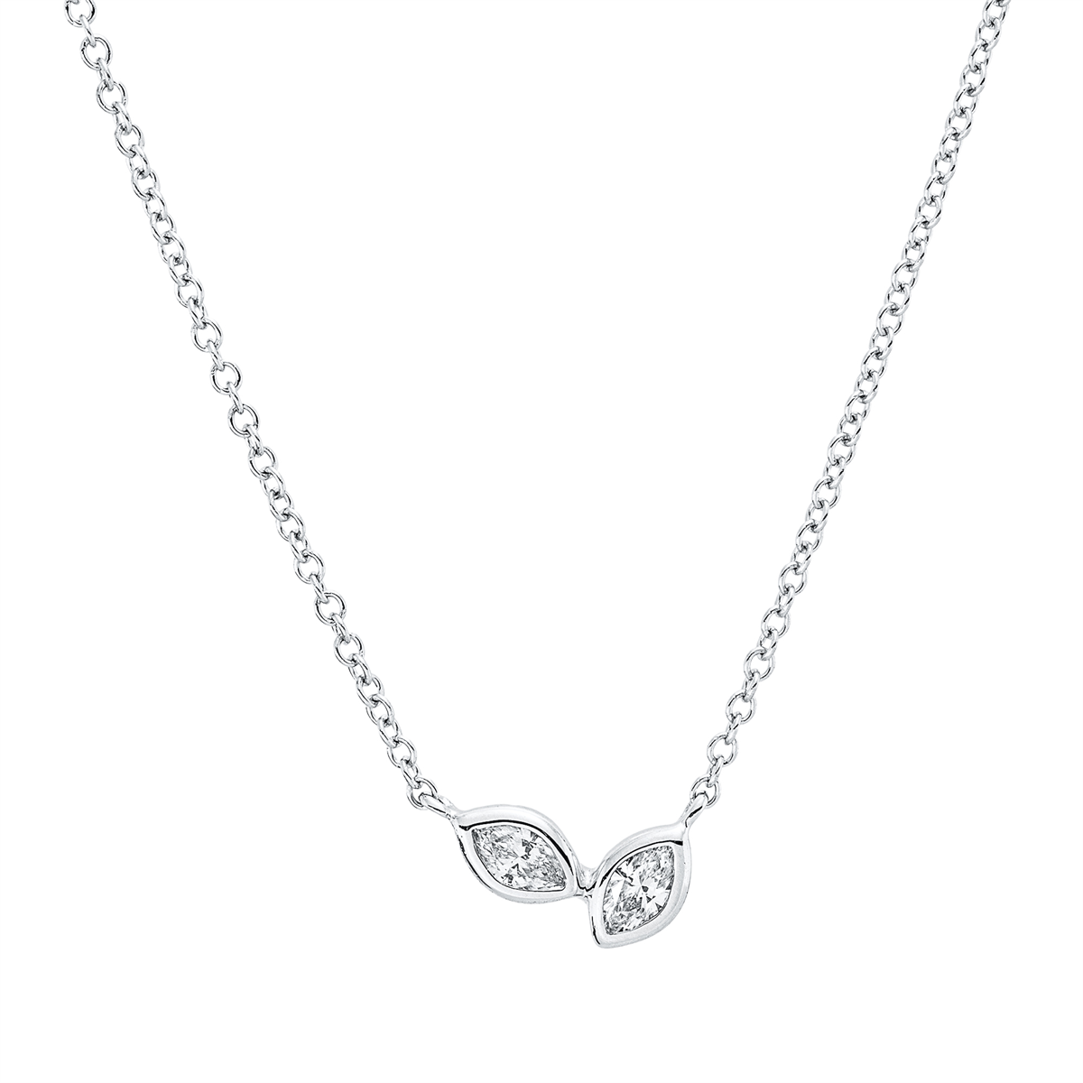 marquise  modern woman necklace in white gold