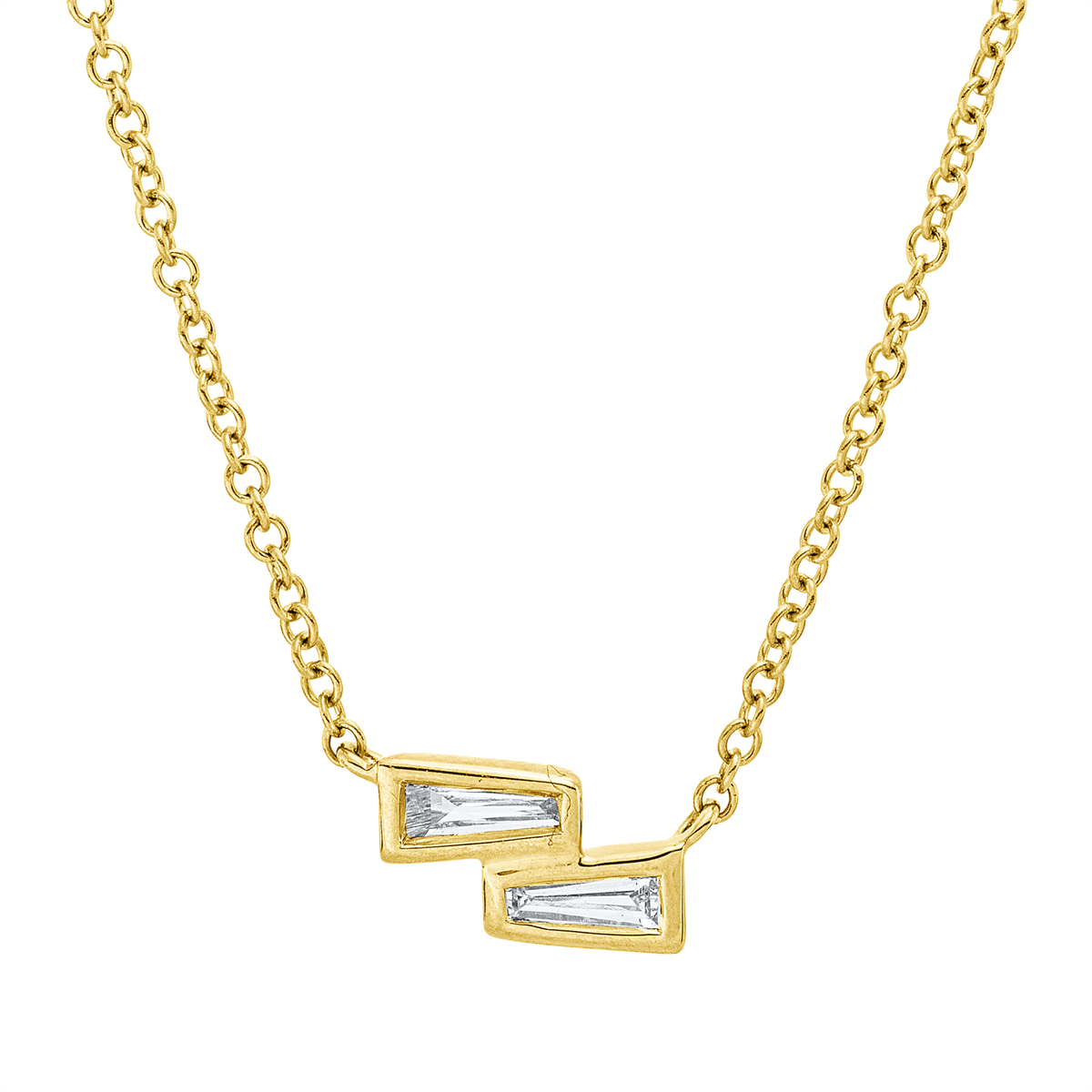taper  baguette necklace in yellow gold