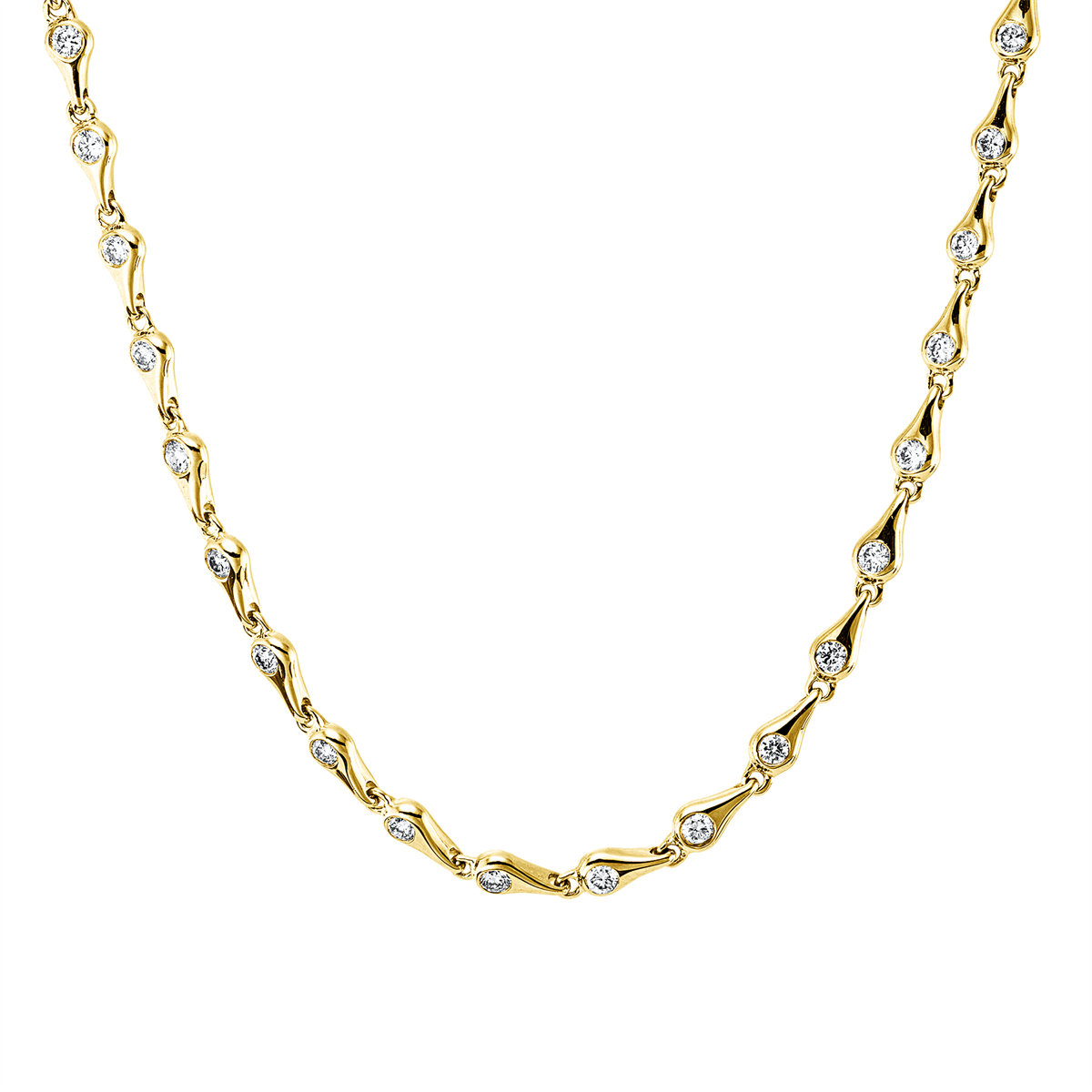 diamond full cut  modern woman necklace in yellow gold