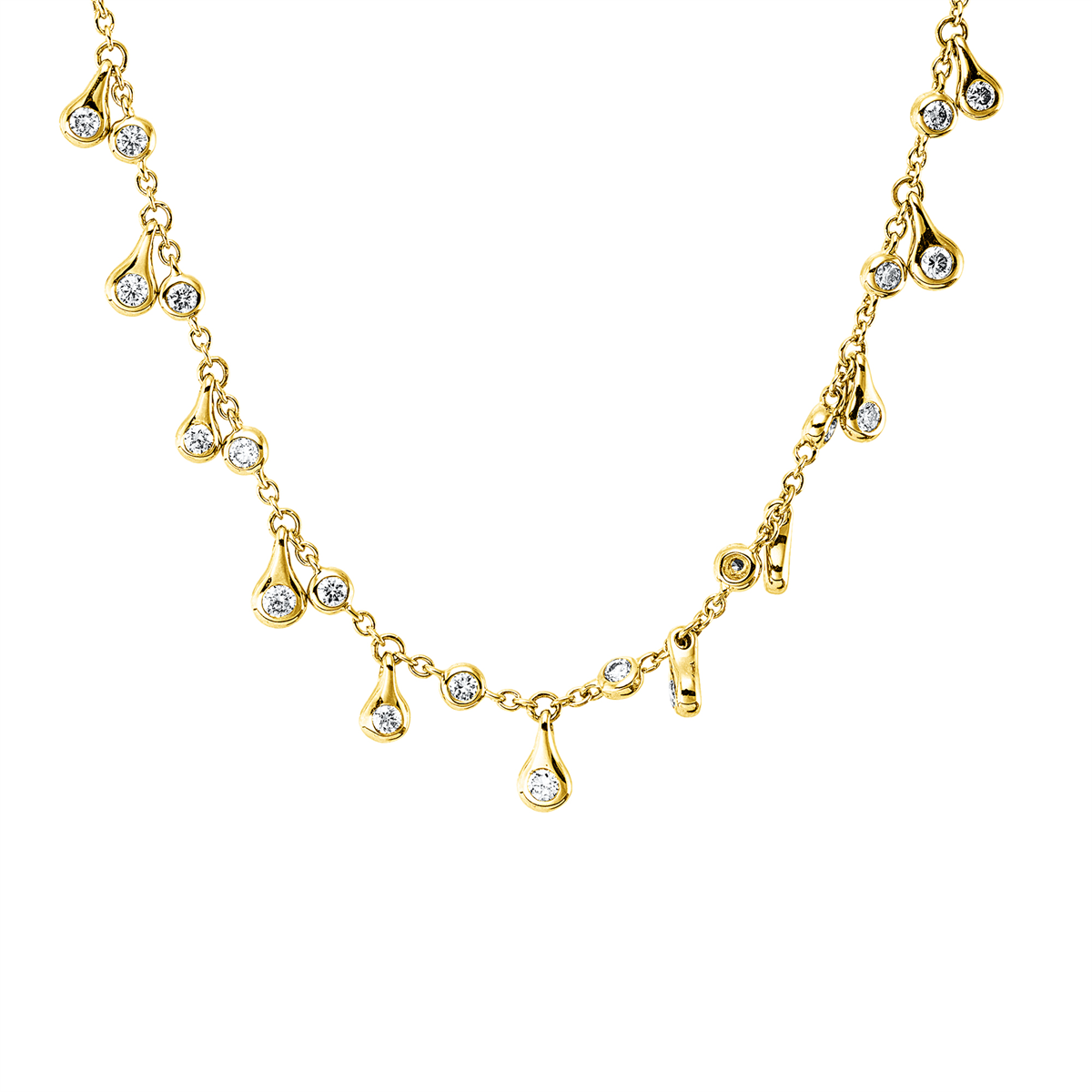 diamond full cut  modern woman necklace in yellow gold