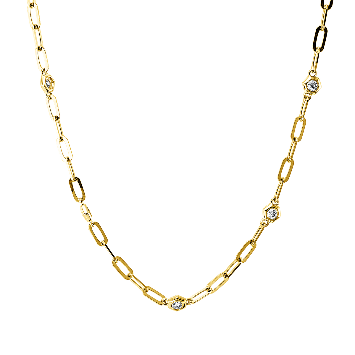 diamond full cut  modern woman necklace in yellow gold