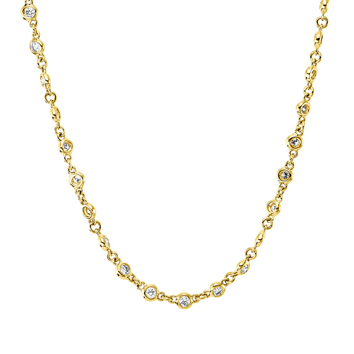 diamond full cut  modern woman necklace in yellow gold