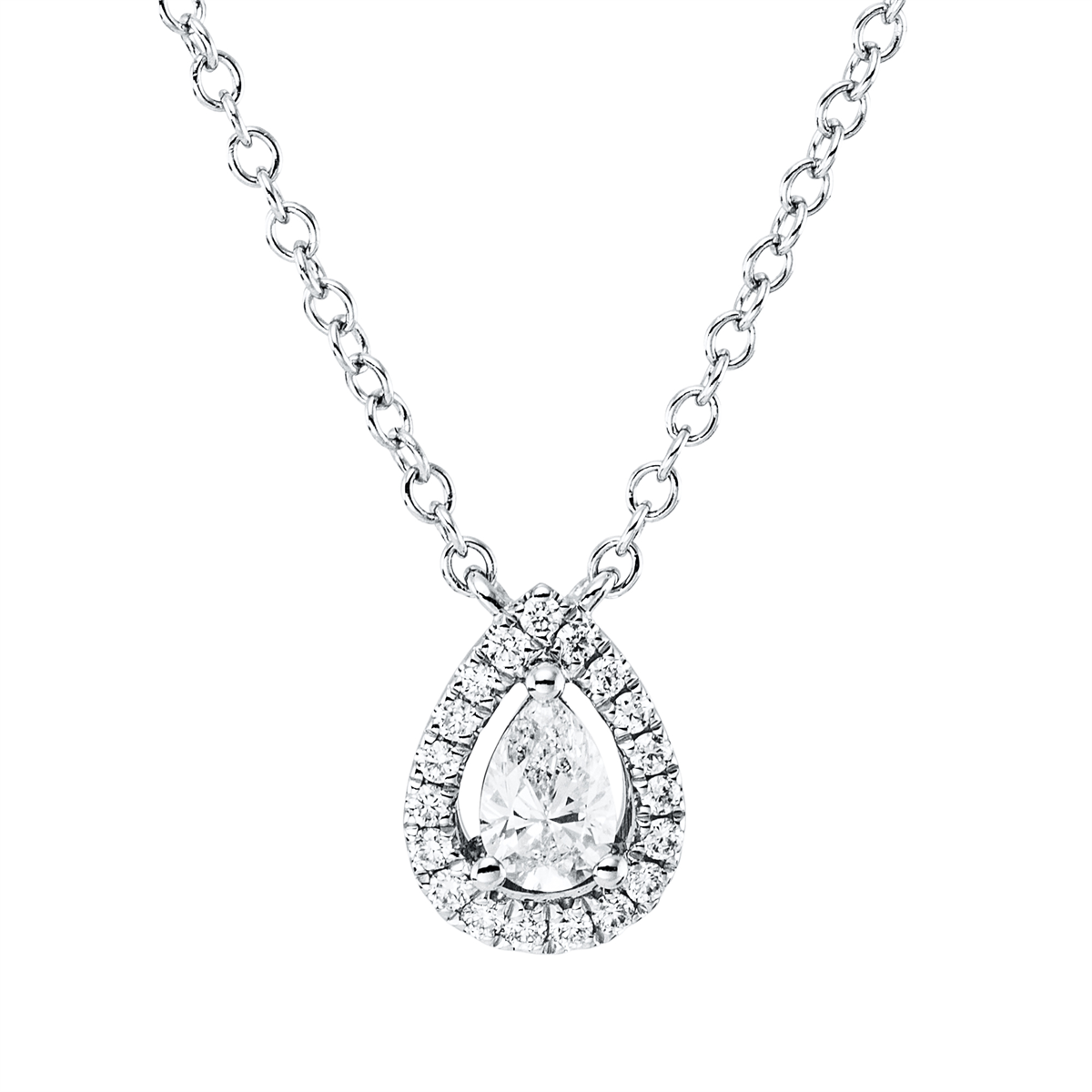 diamond full cut  modern woman necklace in white gold