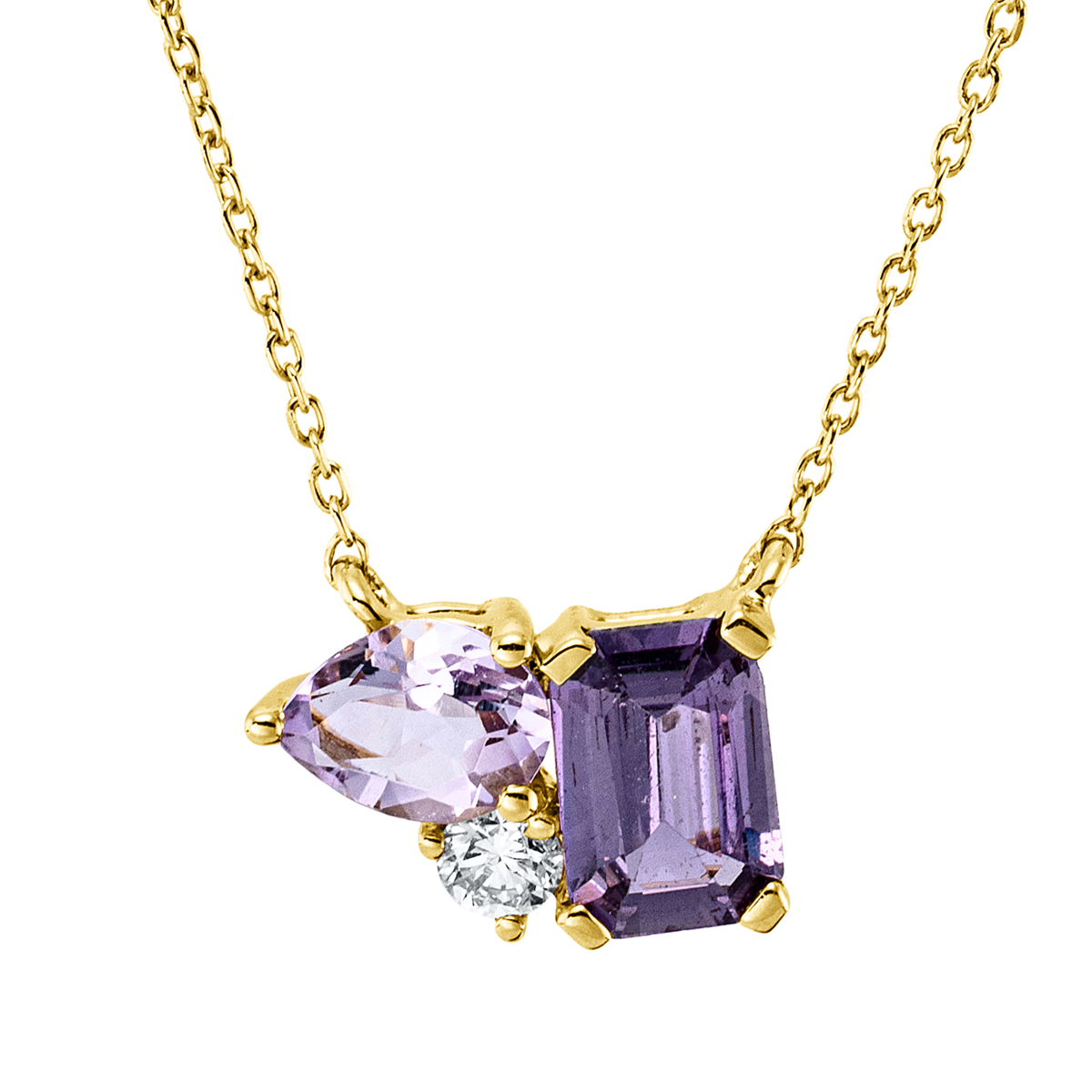 diamond full cut sapphire colored stone fashion necklace in yellow gold