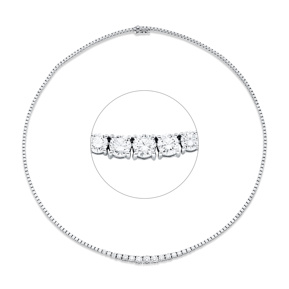 diamond full cut  tennis necklace necklace in white gold