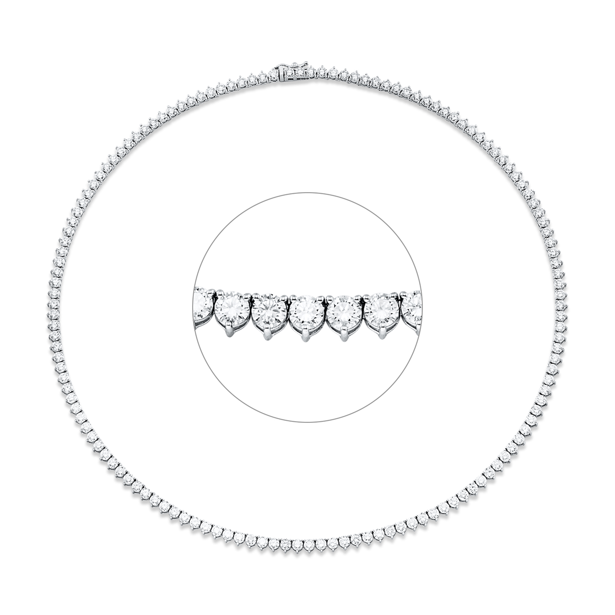 diamond full cut  tennis necklace necklace in white gold