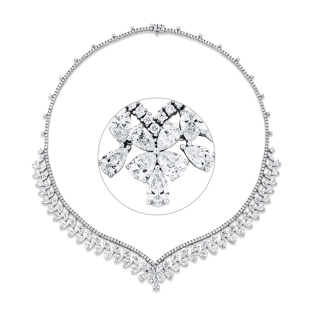diamond full cut  exclusive necklace in white gold