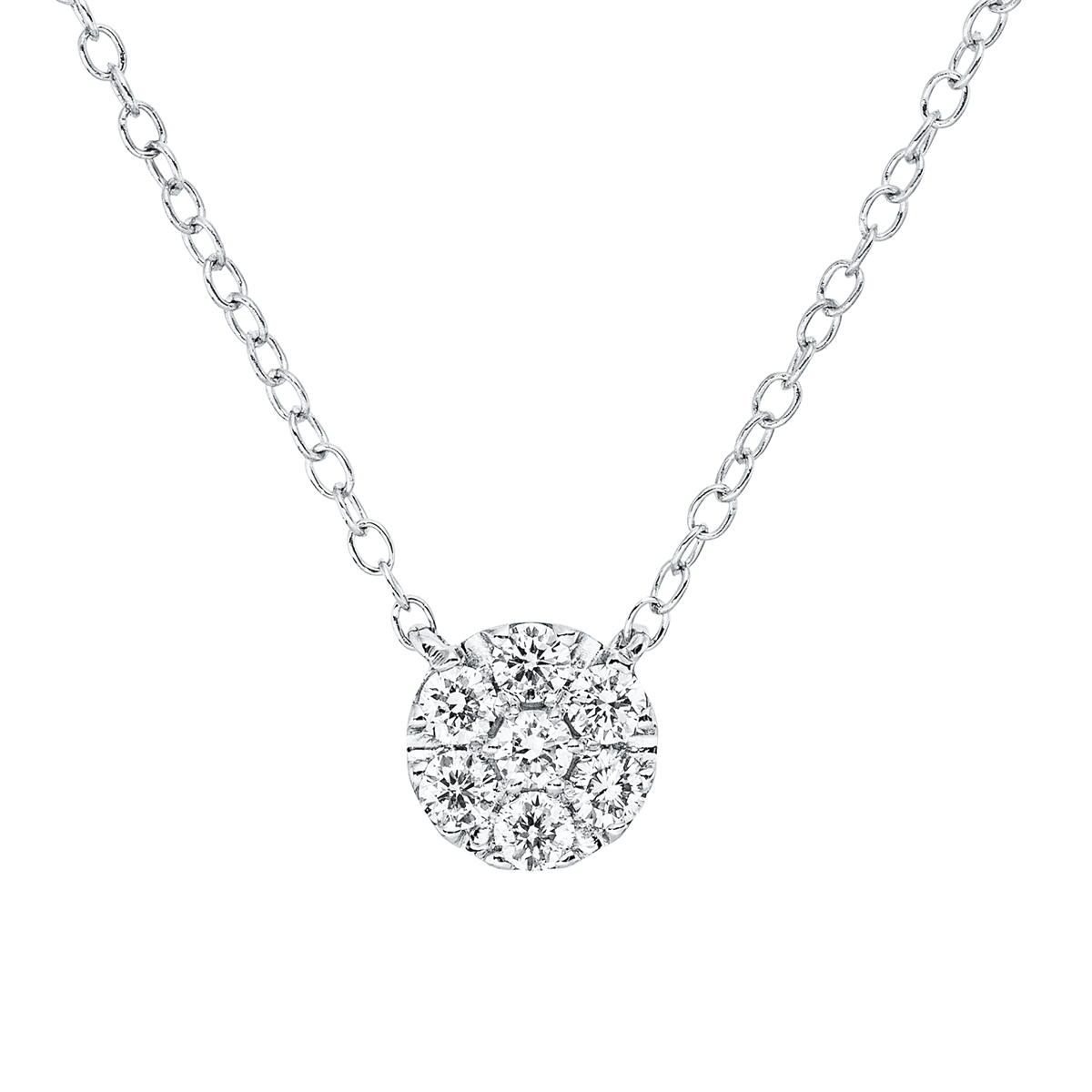 diamond full cut  illusion classic necklace in white gold