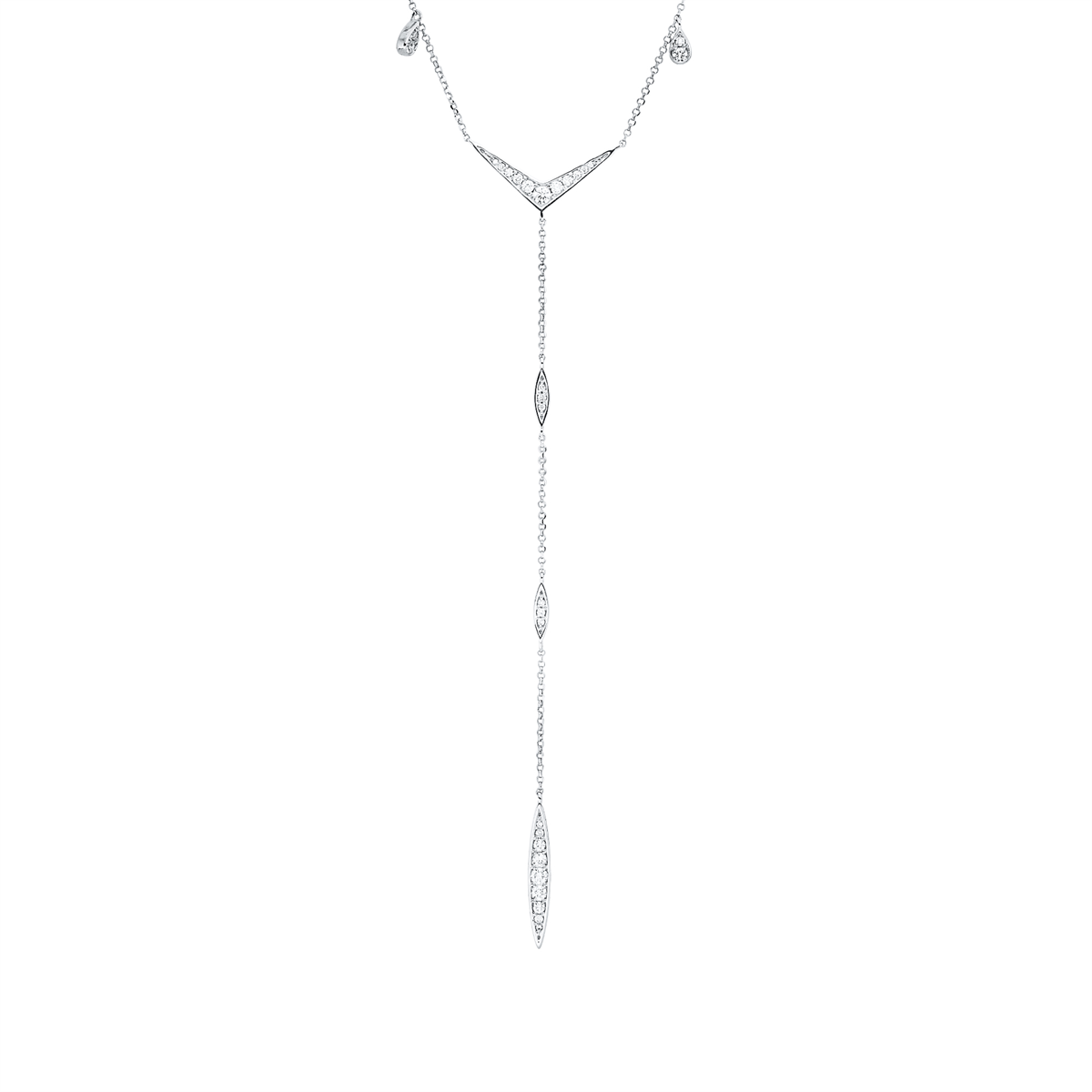 diamond full cut  modern woman necklace in white gold