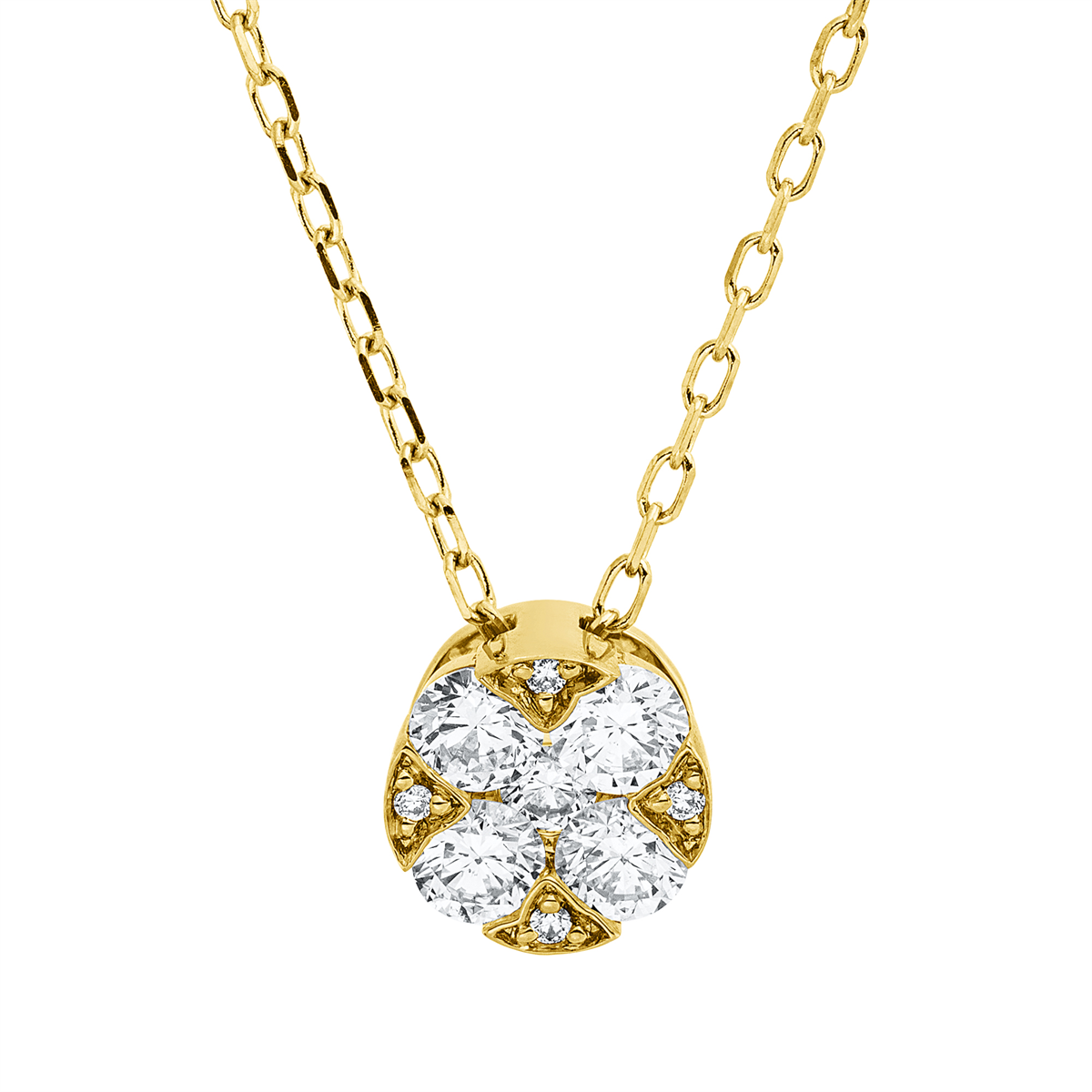diamond full cut  illusion classic necklace in yellow gold