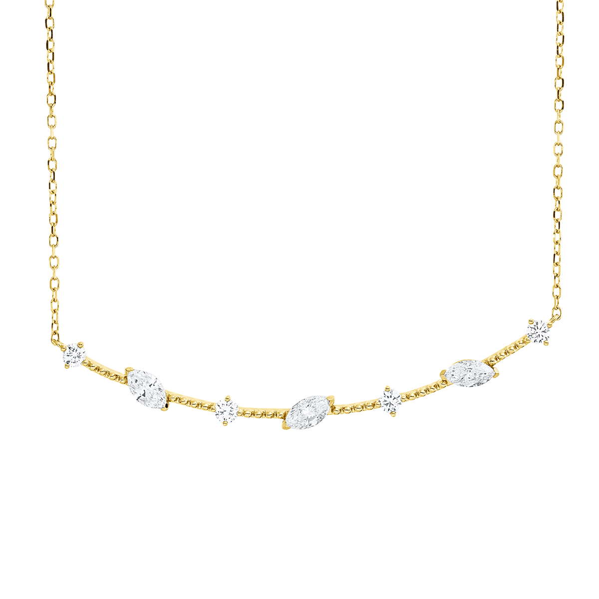 marquise  modern woman necklace in yellow gold