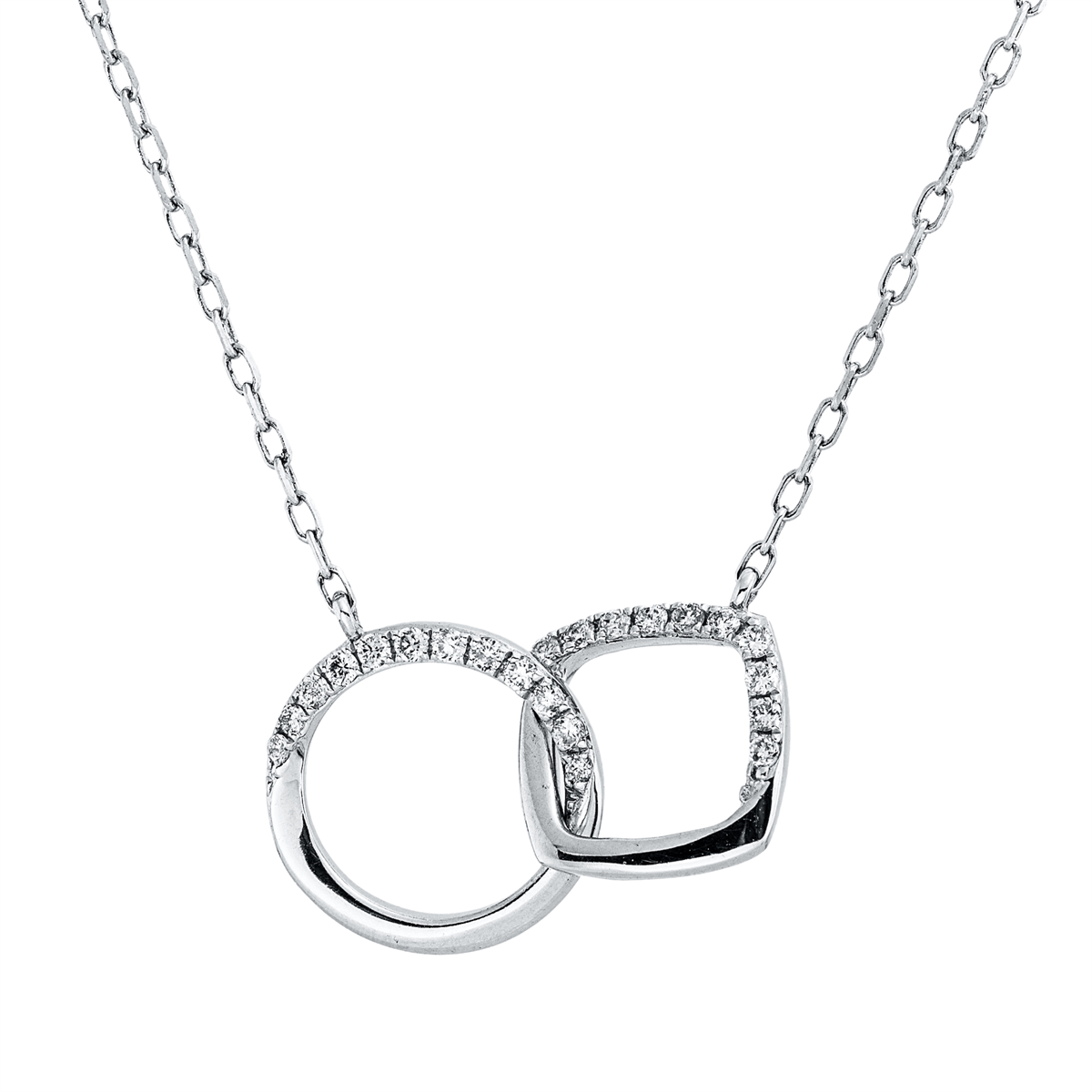 diamond full cut  modern woman necklace in white gold