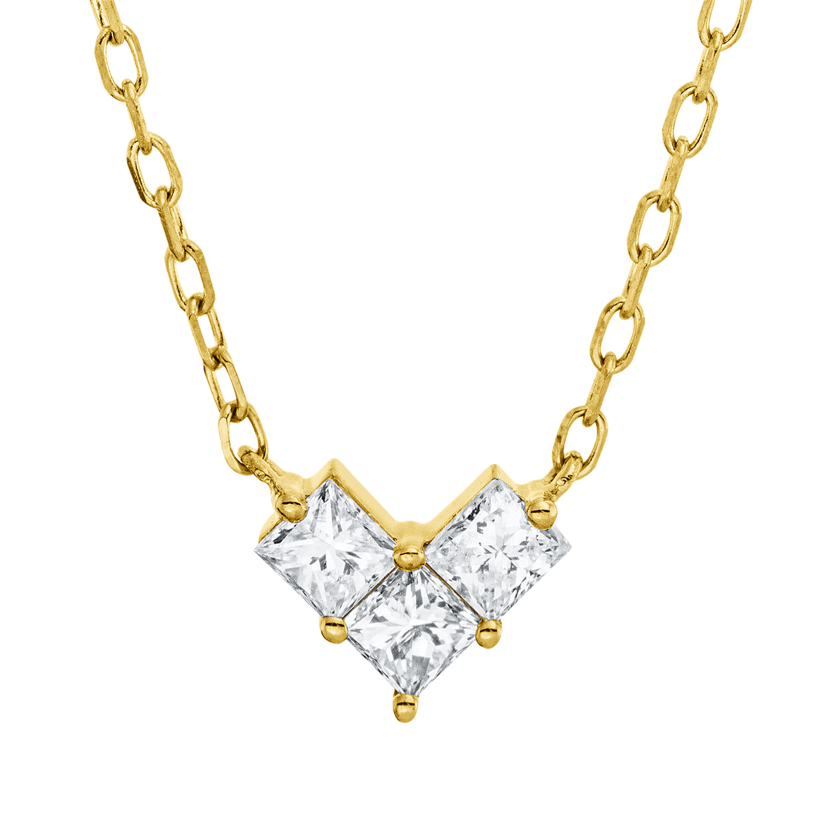 princess  heart necklace in yellow gold