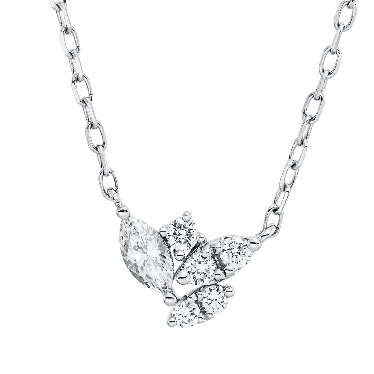 marquise  modern woman necklace in white gold