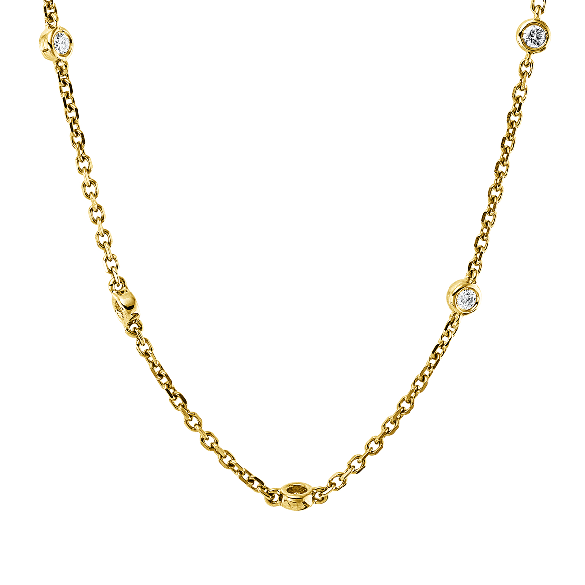 diamond full cut  modern woman necklace in yellow gold